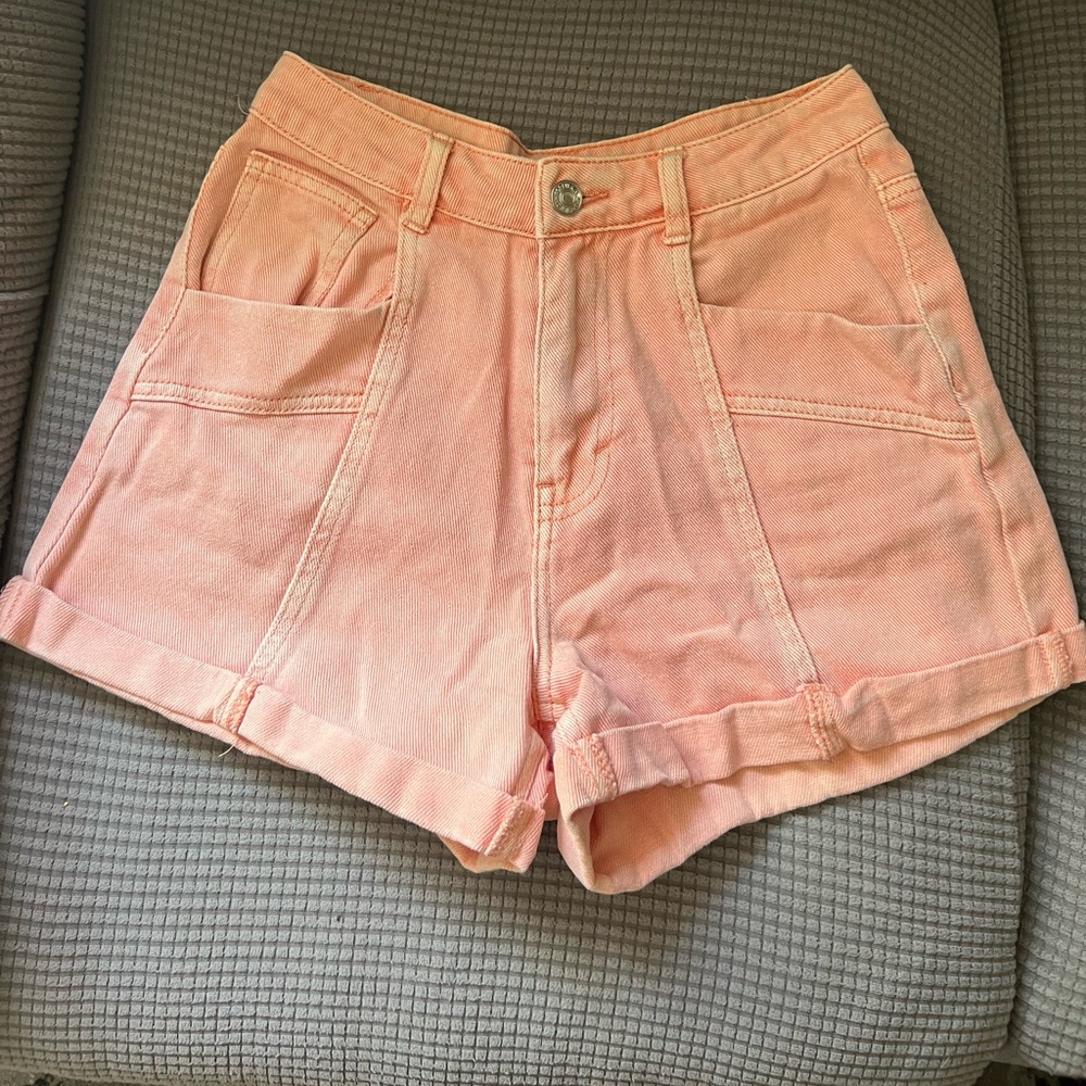 Peach jean shorts